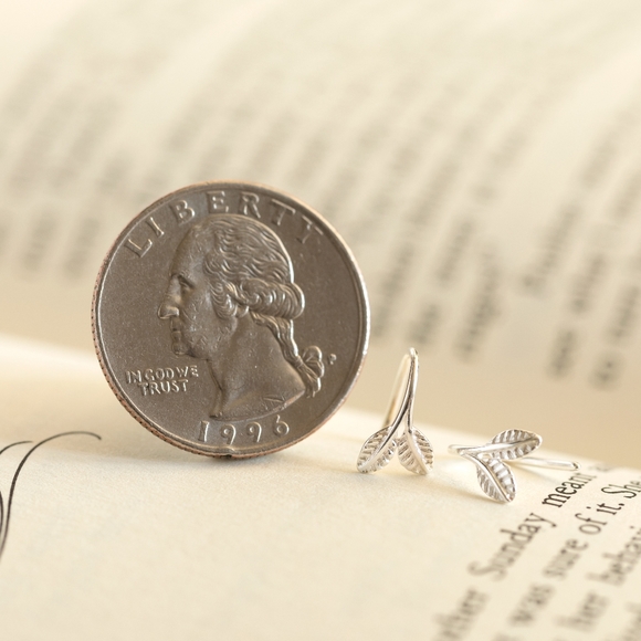 Frosted Leaf Earrings - Only 1 left! - Picture 8 of 11